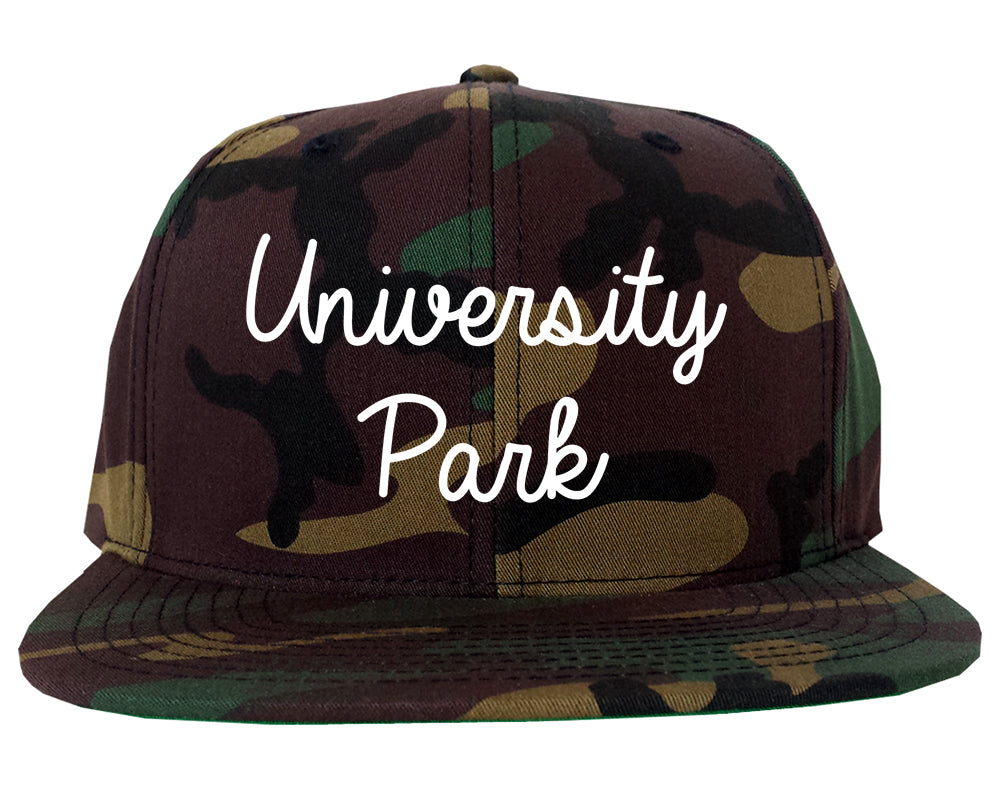University Park Illinois IL Script Mens Snapback Hat Army Camo