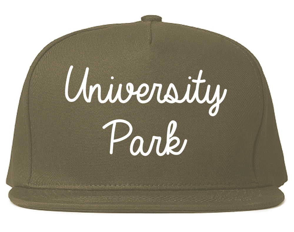 University Park Illinois IL Script Mens Snapback Hat Grey