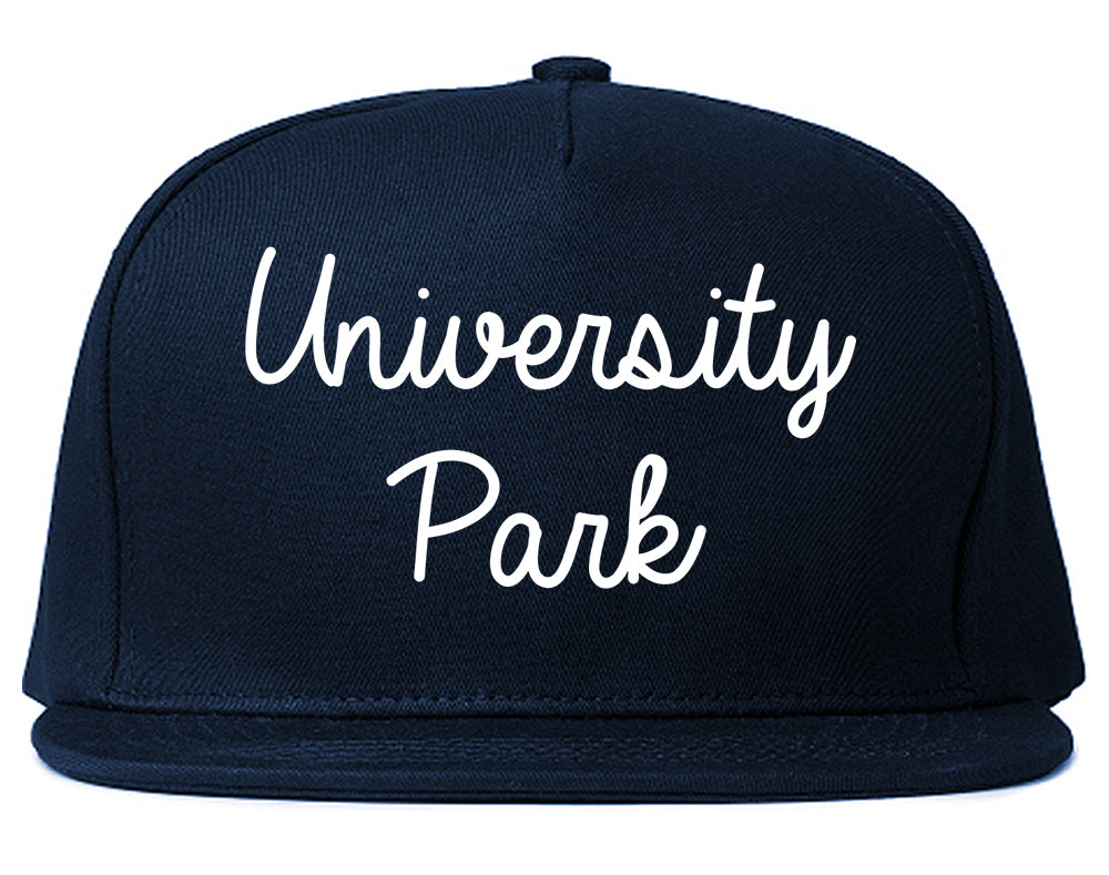 University Park Illinois IL Script Mens Snapback Hat Navy Blue