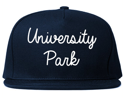 University Park Illinois IL Script Mens Snapback Hat Navy Blue