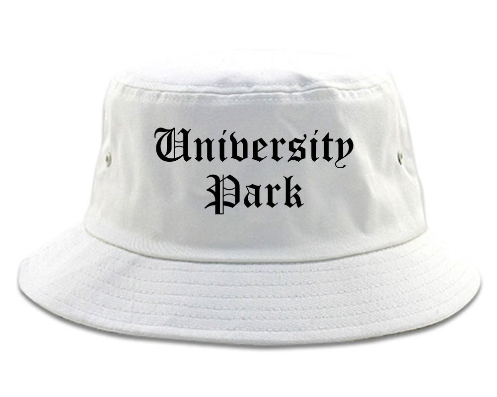 University Park Illinois IL Old English Mens Bucket Hat White