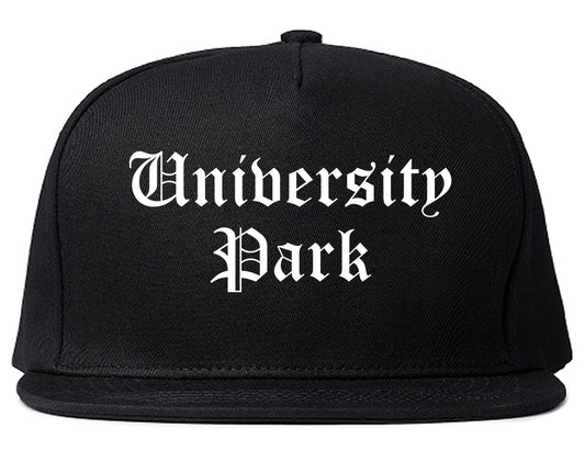 University Park Texas TX Old English Mens Snapback Hat Black