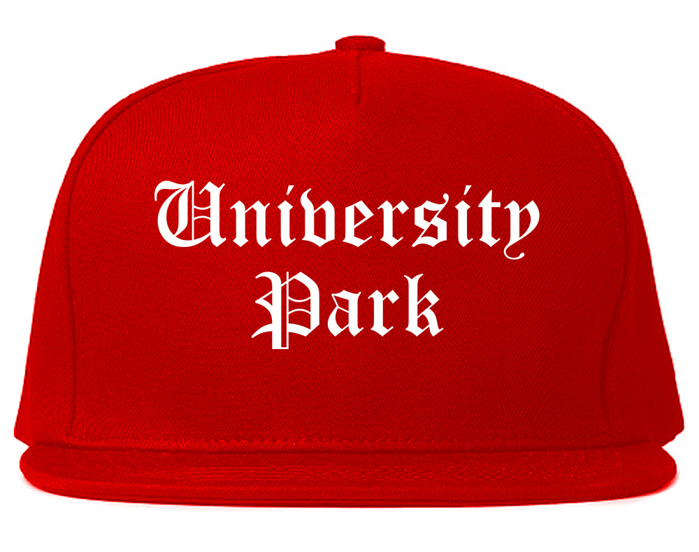 University Park Texas TX Old English Mens Snapback Hat Red