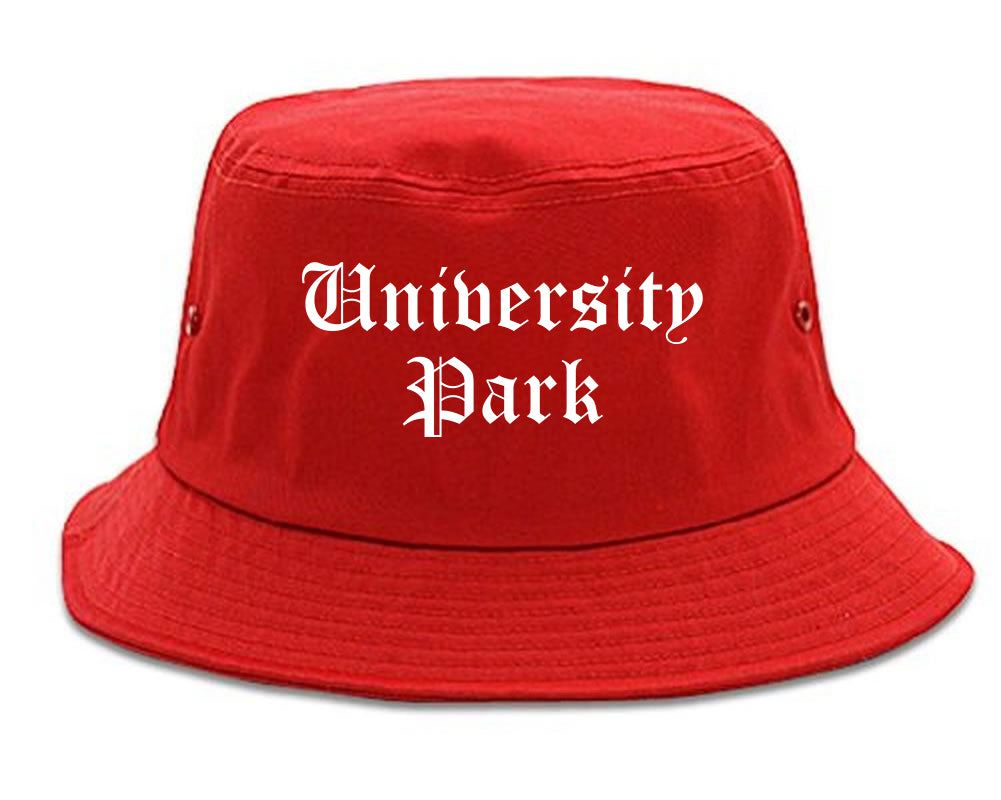University Park Texas TX Old English Mens Bucket Hat Red
