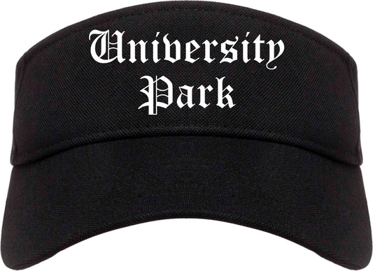 University Park Texas TX Old English Mens Visor Cap Hat Black