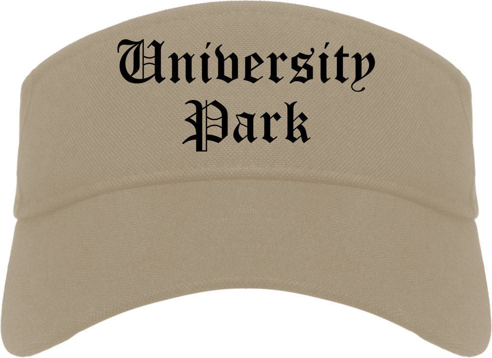 University Park Texas TX Old English Mens Visor Cap Hat Khaki