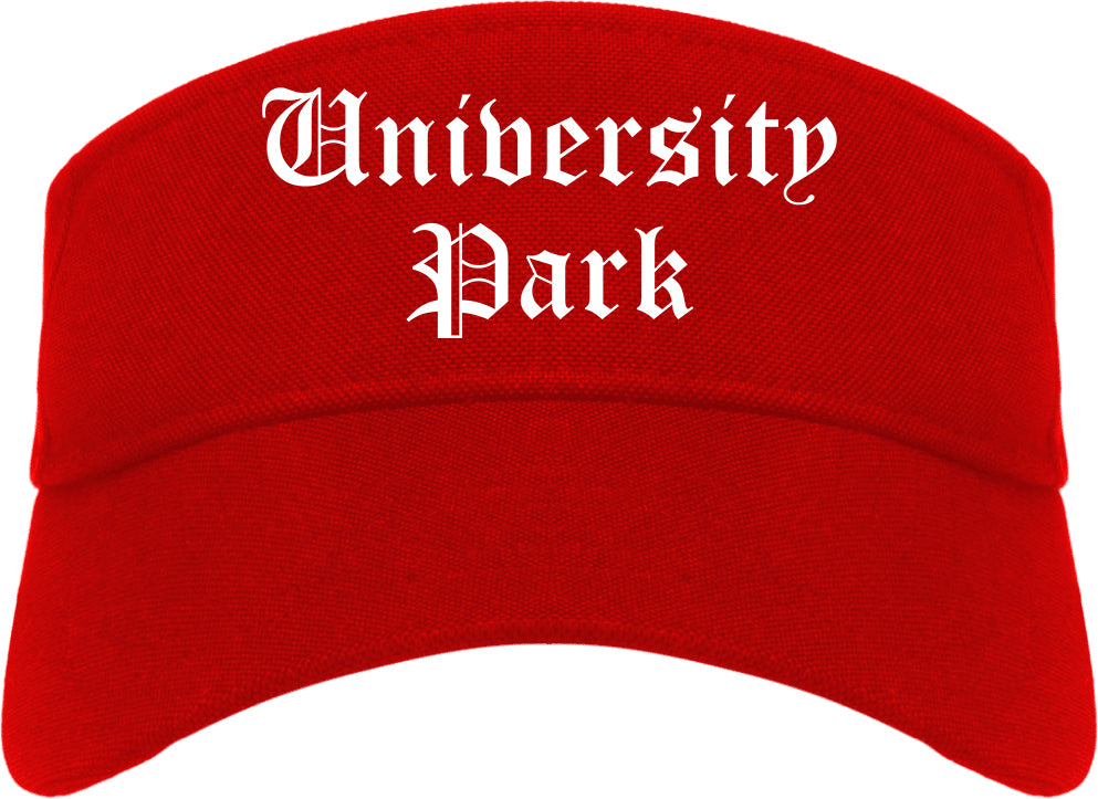 University Park Texas TX Old English Mens Visor Cap Hat Red