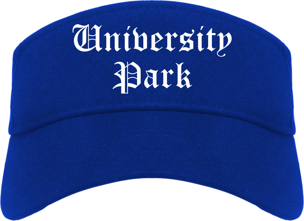 University Park Texas TX Old English Mens Visor Cap Hat Royal Blue