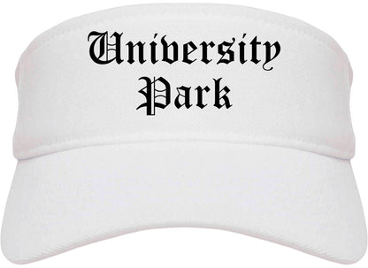 University Park Texas TX Old English Mens Visor Cap Hat White
