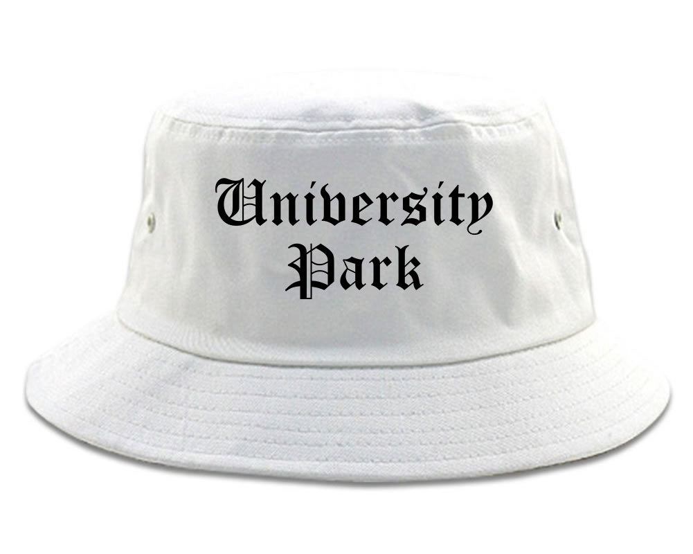 University Park Texas TX Old English Mens Bucket Hat White