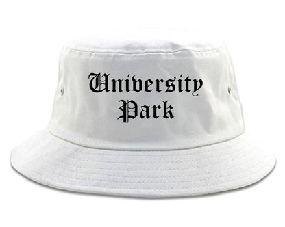 University Park Texas TX Old English Mens Bucket Hat White