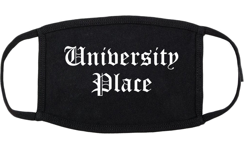 University Place Washington WA Old English Cotton Face Mask Black
