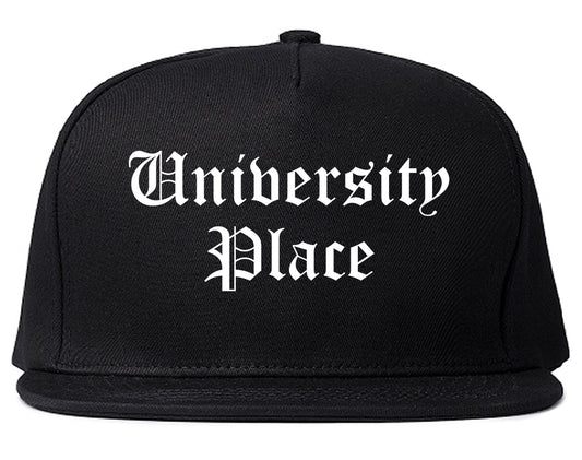 University Place Washington WA Old English Mens Snapback Hat Black