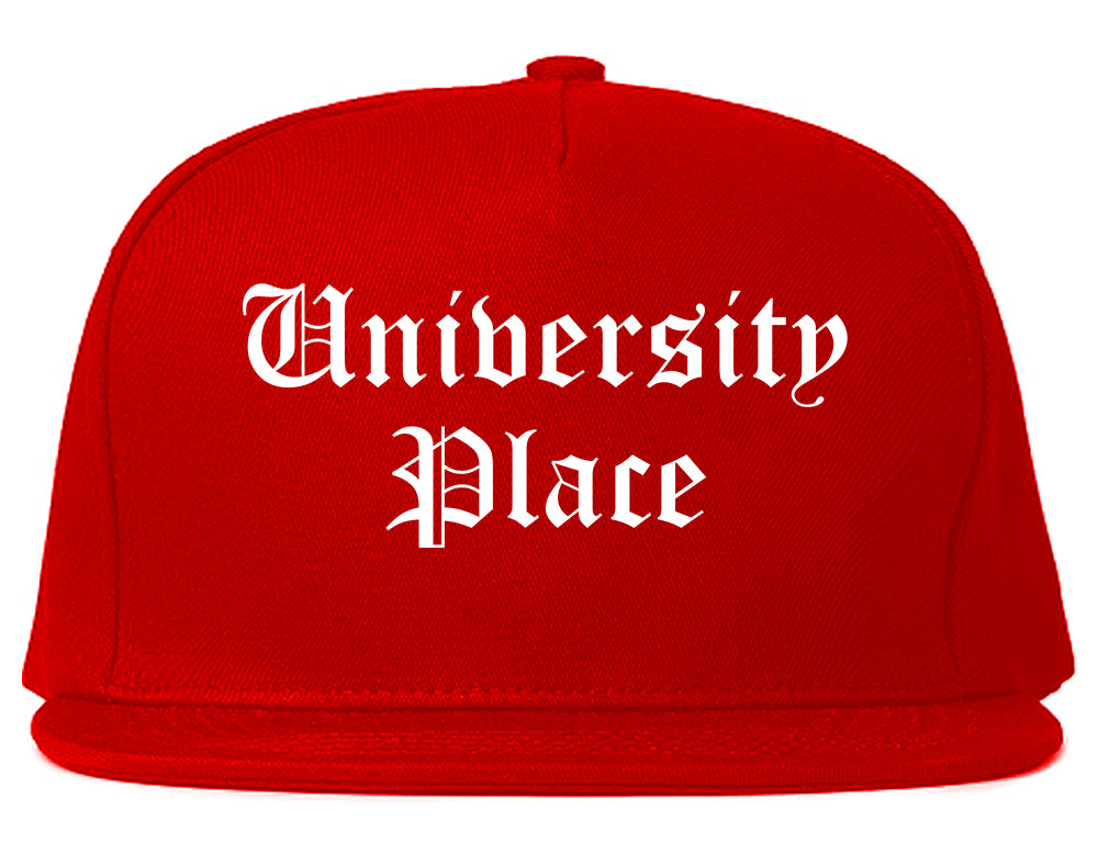 University Place Washington WA Old English Mens Snapback Hat Red