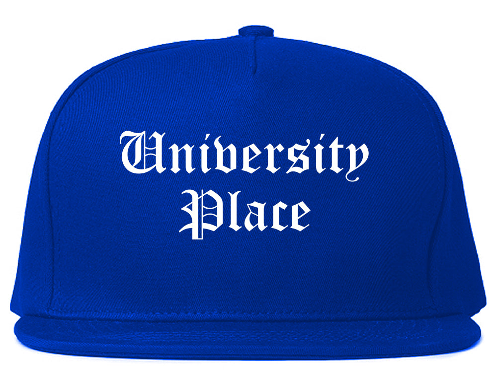 University Place Washington WA Old English Mens Snapback Hat Royal Blue