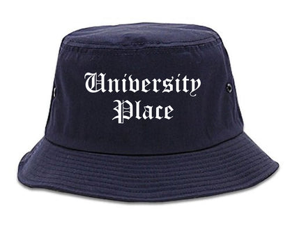 University Place Washington WA Old English Mens Bucket Hat Navy Blue