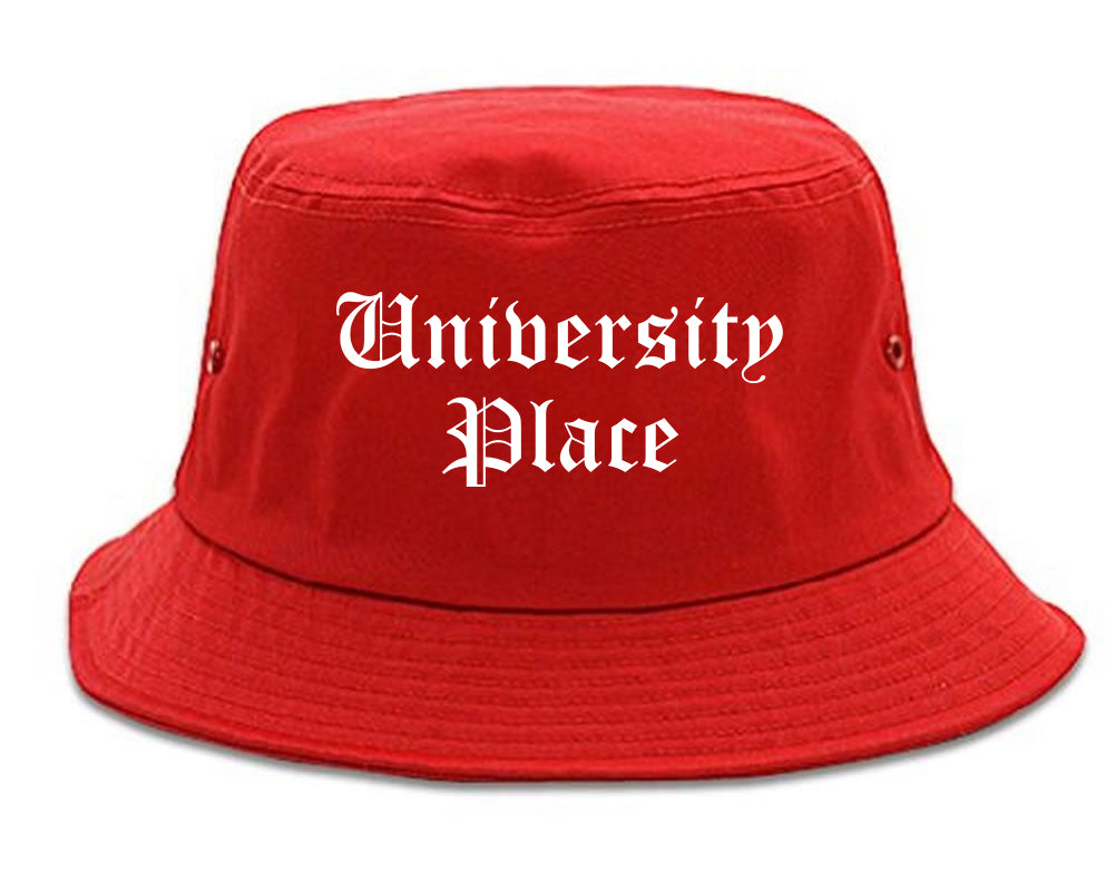 University Place Washington WA Old English Mens Bucket Hat Red