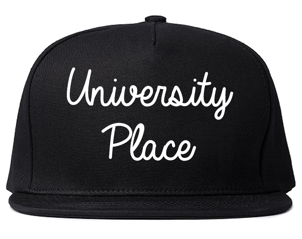 University Place Washington WA Script Mens Snapback Hat Black
