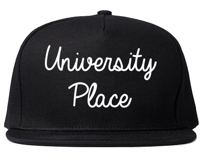 University Place Washington WA Script Mens Snapback Hat Black