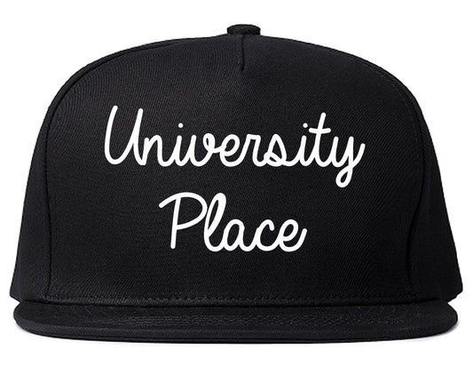 University Place Washington WA Script Mens Snapback Hat Black