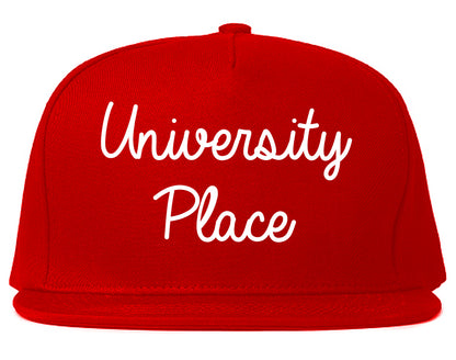 University Place Washington WA Script Mens Snapback Hat Red