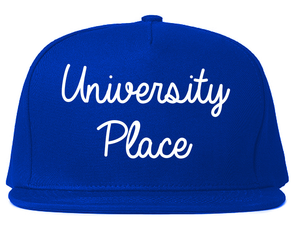 University Place Washington WA Script Mens Snapback Hat Royal Blue