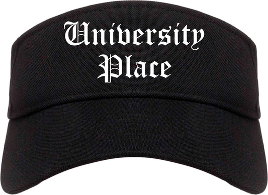 University Place Washington WA Old English Mens Visor Cap Hat Black