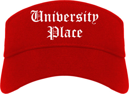 University Place Washington WA Old English Mens Visor Cap Hat Red