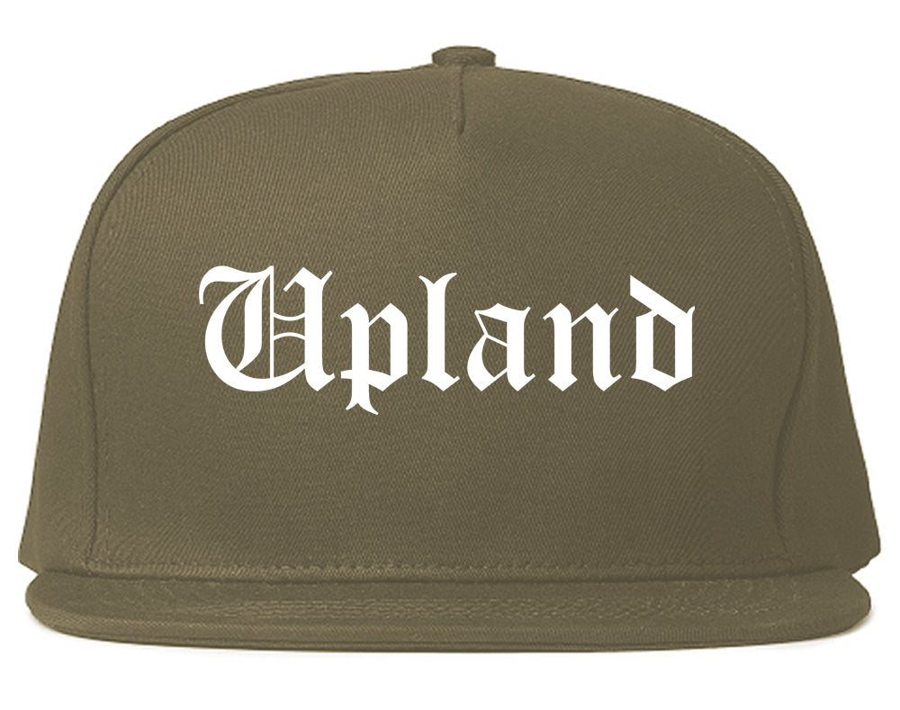 Upland California CA Old English Mens Snapback Hat Grey