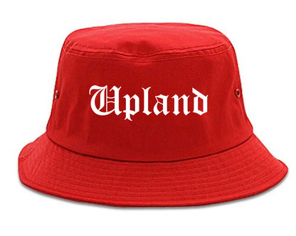 Upland California CA Old English Mens Bucket Hat Red