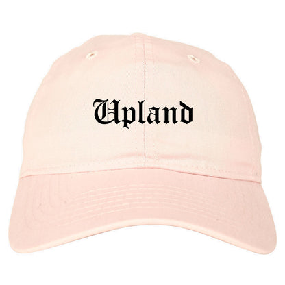 Upland California CA Old English Mens Dad Hat Baseball Cap Pink