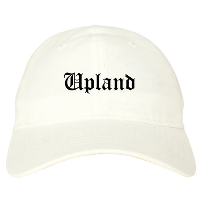 Upland California CA Old English Mens Dad Hat Baseball Cap White