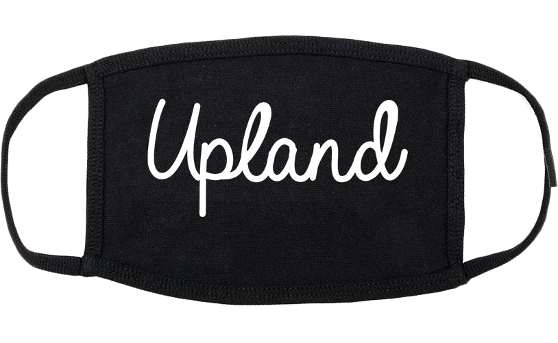 Upland California CA Script Cotton Face Mask Black