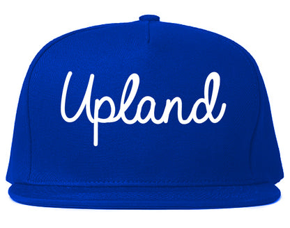 Upland California CA Script Mens Snapback Hat Royal Blue