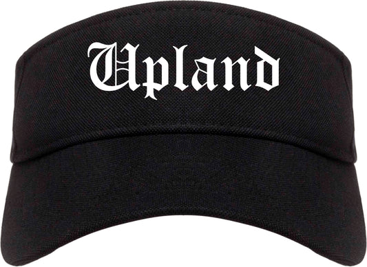 Upland California CA Old English Mens Visor Cap Hat Black