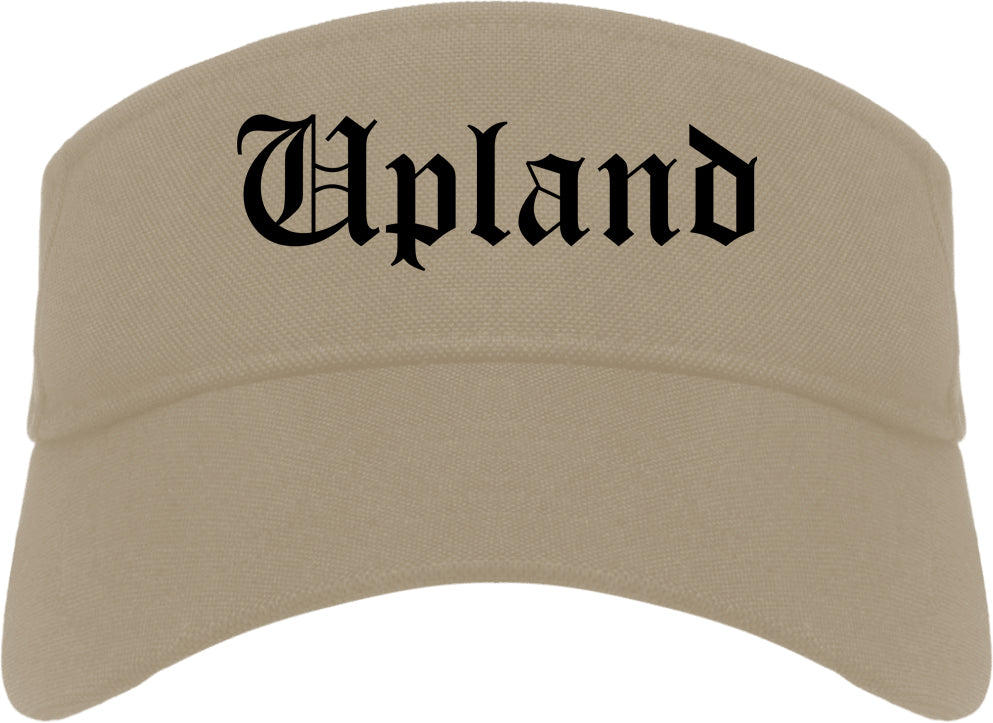 Upland California CA Old English Mens Visor Cap Hat Khaki