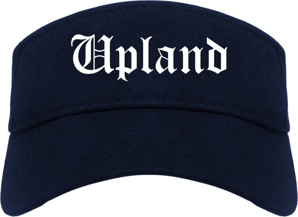 Upland California CA Old English Mens Visor Cap Hat Navy Blue