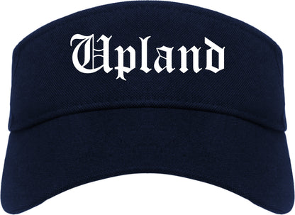 Upland California CA Old English Mens Visor Cap Hat Navy Blue