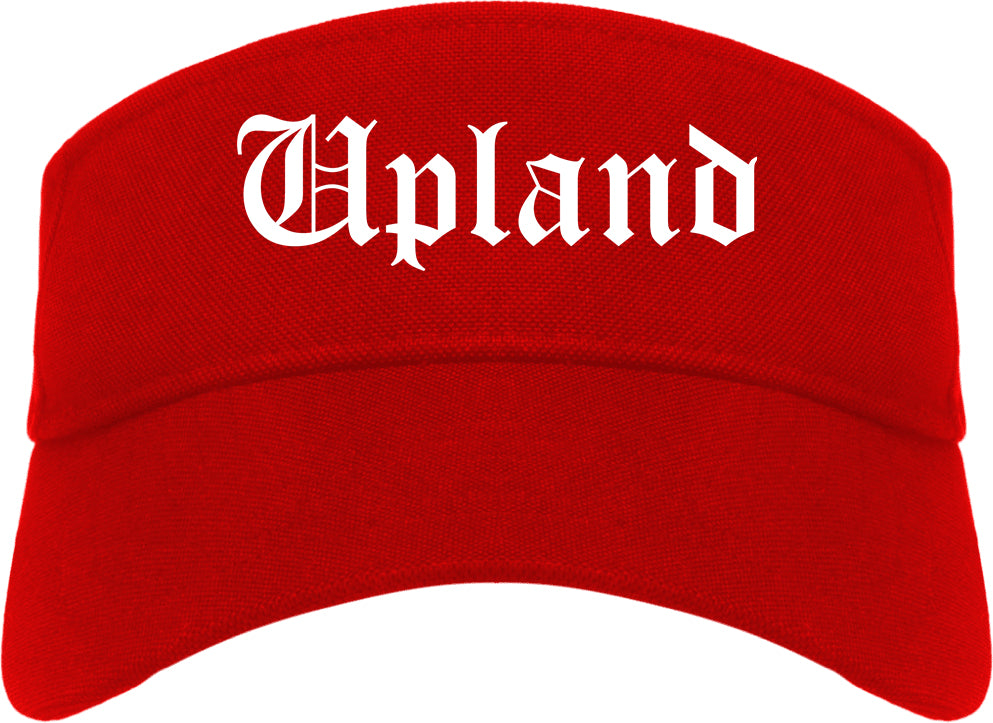 Upland California CA Old English Mens Visor Cap Hat Red
