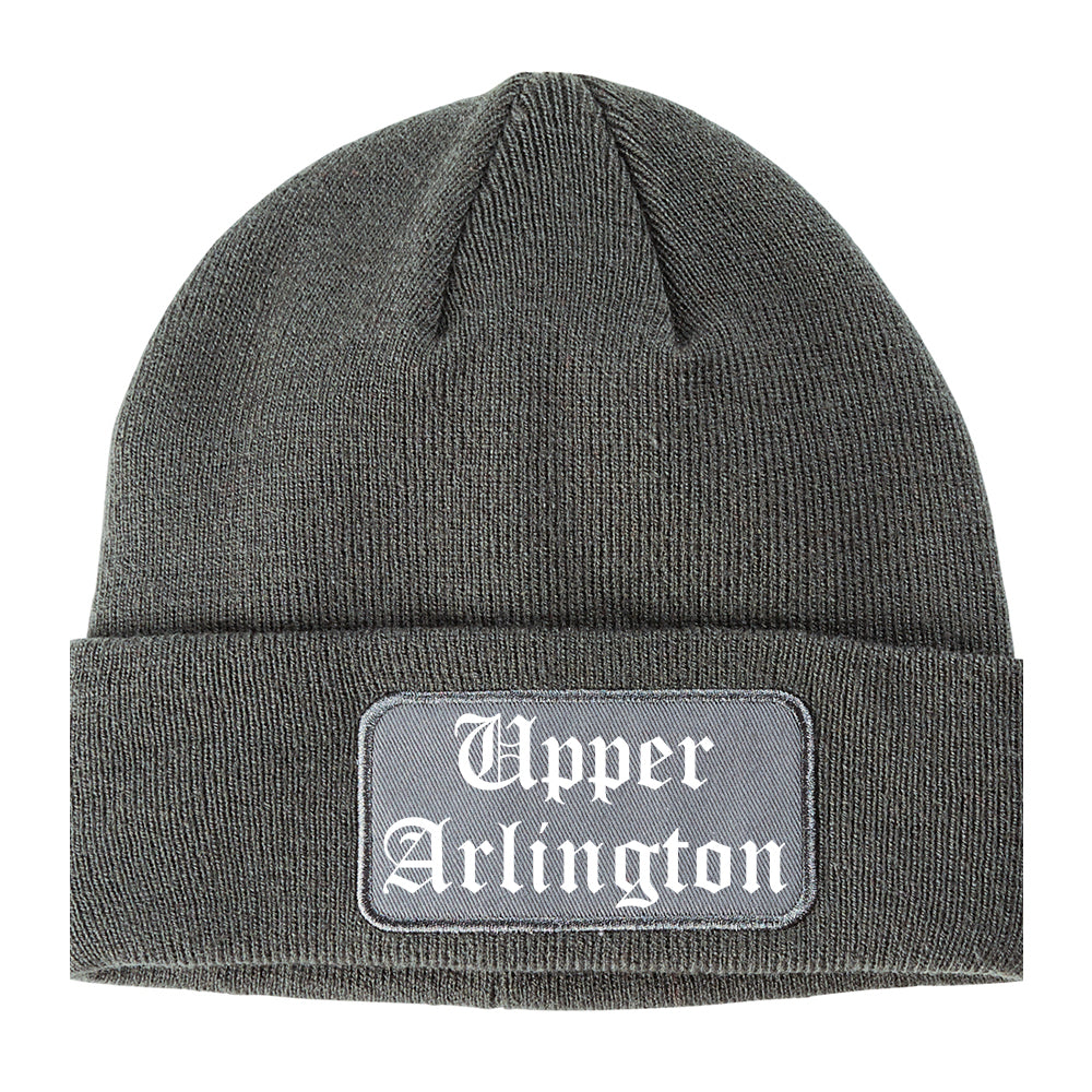 Upper Arlington Ohio OH Old English Mens Knit Beanie Hat Cap Grey