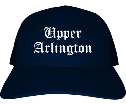 Upper Arlington Ohio OH Old English Mens Trucker Hat Cap Navy Blue
