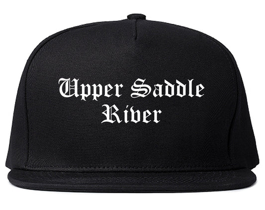 Upper Saddle River New Jersey NJ Old English Mens Snapback Hat Black