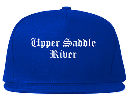 Upper Saddle River New Jersey NJ Old English Mens Snapback Hat Royal Blue