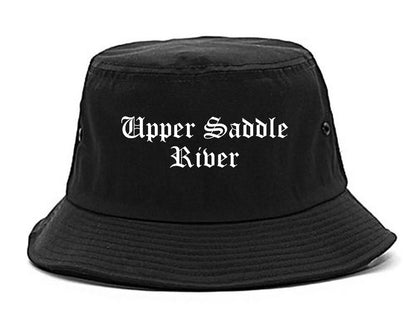 Upper Saddle River New Jersey NJ Old English Mens Bucket Hat Black