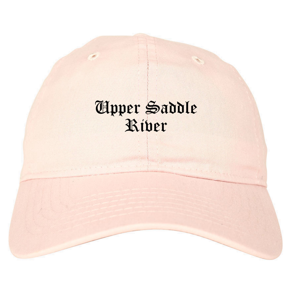 Upper Saddle River New Jersey NJ Old English Mens Dad Hat Baseball Cap Pink