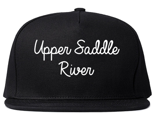 Upper Saddle River New Jersey NJ Script Mens Snapback Hat Black