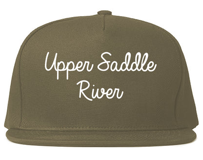 Upper Saddle River New Jersey NJ Script Mens Snapback Hat Grey
