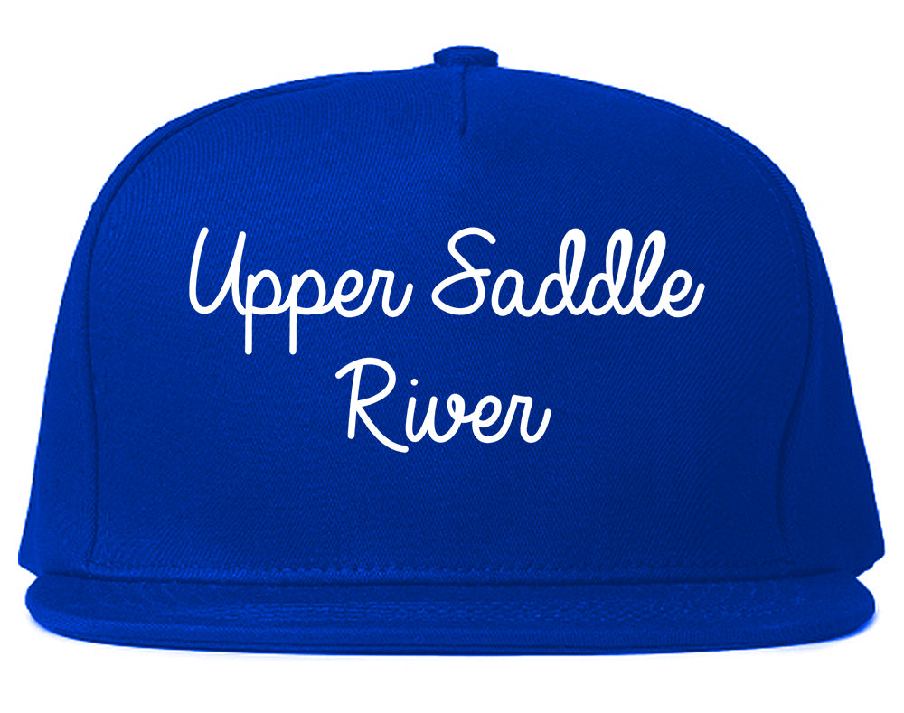Upper Saddle River New Jersey NJ Script Mens Snapback Hat Royal Blue