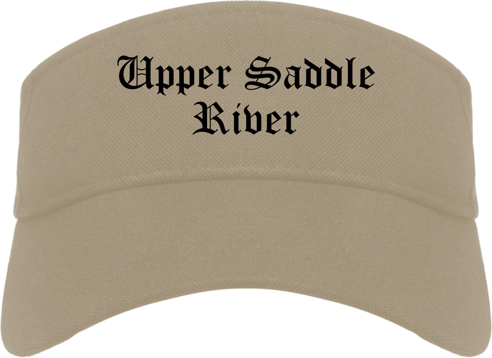 Upper Saddle River New Jersey NJ Old English Mens Visor Cap Hat Khaki