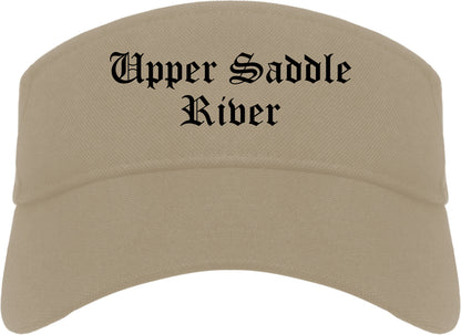 Upper Saddle River New Jersey NJ Old English Mens Visor Cap Hat Khaki